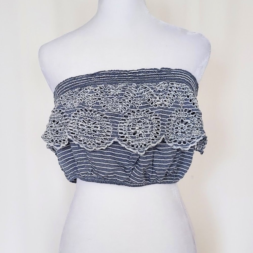 American Eagle Lace Eyelet Tube Top Blue Size Small